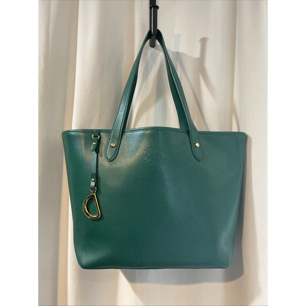 Ralph Lauren Green Shoulder Bag Large With Inner Bag EUC Gemstone Green Kelley